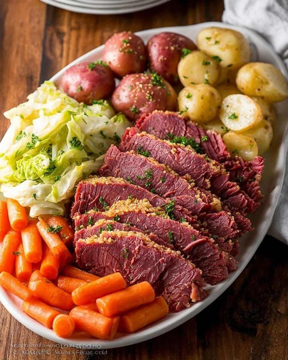 Delicious corned beef and cabbage served on a plate