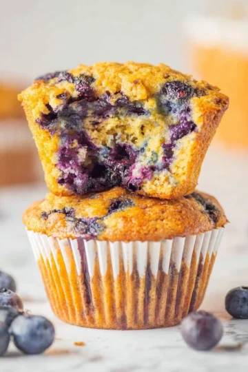 Cottage cheese blueberry muffins fresh out of the oven