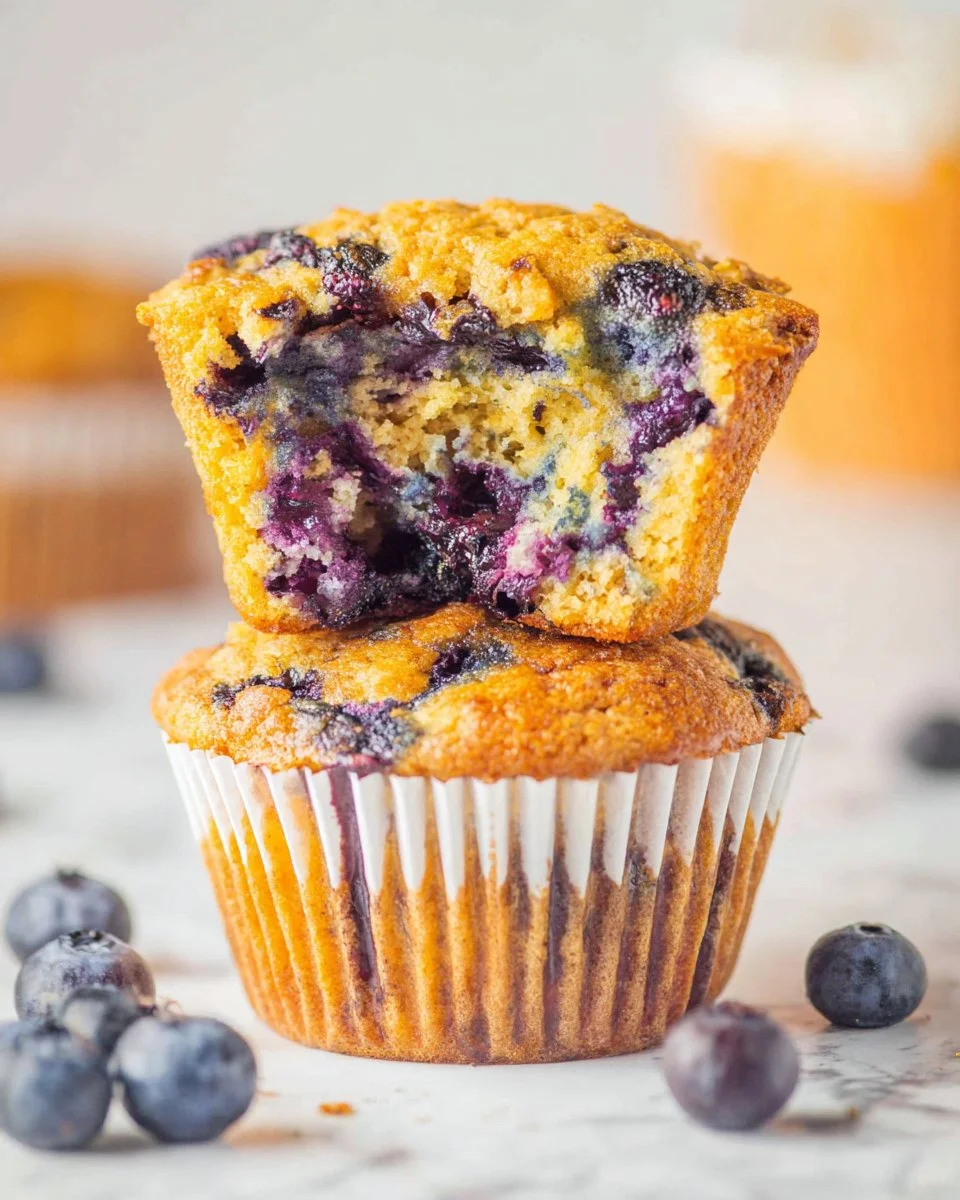 Cottage cheese blueberry muffins fresh out of the oven
