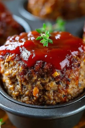 Easiest meatloaf in muffin pan recipe with cooked muffins on a plate
