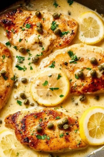 Delicious easy chicken piccata with capers and lemon sauce