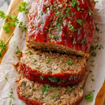 Delicious and easy meatloaf recipe ready to serve for dinner