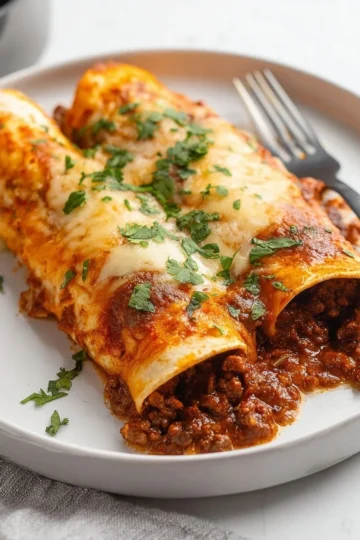 Delicious homemade beef enchiladas served with toppings