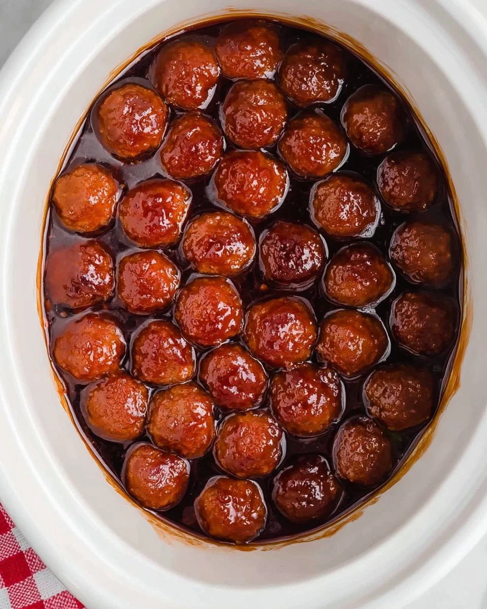 Crockpot Grape Jelly BBQ Meatballs