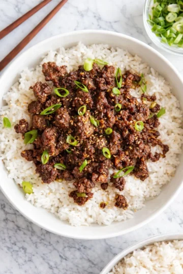 Delicious Korean Beef Bowl with tender beef and vibrant veggies