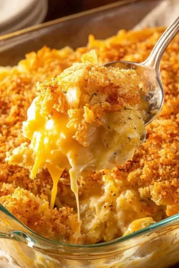 Delicious Southern squash casserole baked with cheese and herbs.