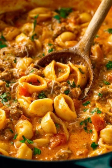 Delicious one pot Taco Pasta recipe served in a bowl
