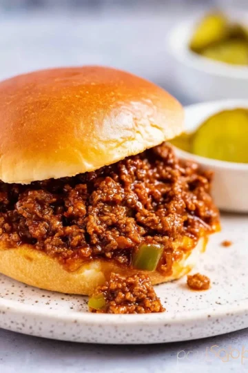 Plate of delicious homemade sloppy joes with a side of fries