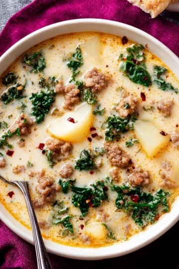 Delicious Zuppa Toscana soup inspired by Olive Garden's recipe